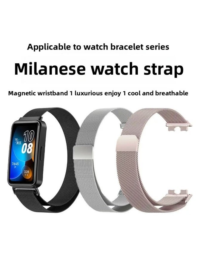 Generic - For HuaweiBracelet 9 Strap 9nfc Wristband 8nfc Milanese For Huawei8 Magnetic Metal Replacement Bracelet 9-Color:Space Gray [milanese]-applicable To For Huawei9/9nfc - Image 1