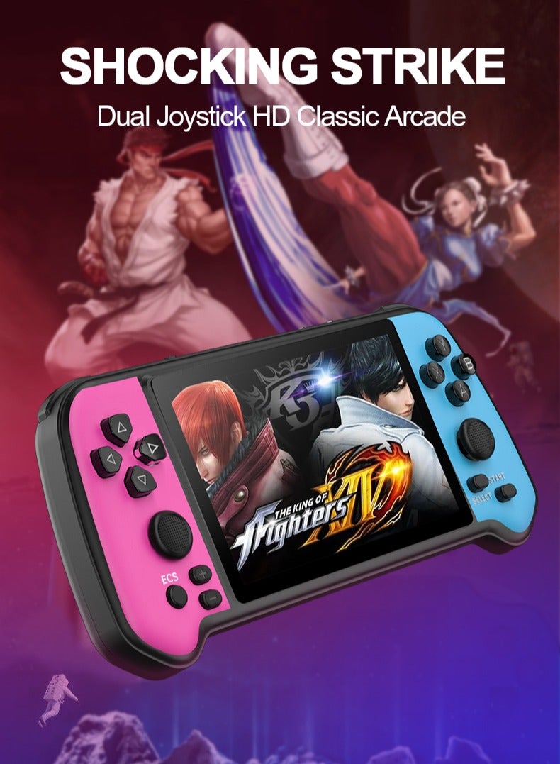 Handheld game console, double joystick for children, double game console, 4.5-inch high-definition large screen + 14,000 games (Red and blue) - Image 5