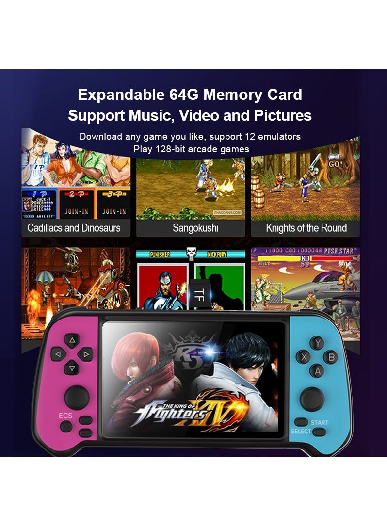 Handheld game console, double joystick for children, double game console, 4.5-inch high-definition large screen + 14,000 games (Red and blue) - Image 3