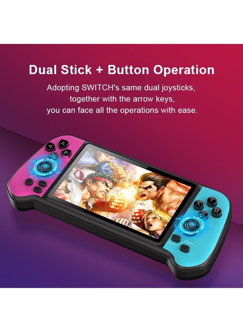 Handheld game console, double joystick for children, double game console, 4.5-inch high-definition large screen + 14,000 games (Red and blue) - Image 4