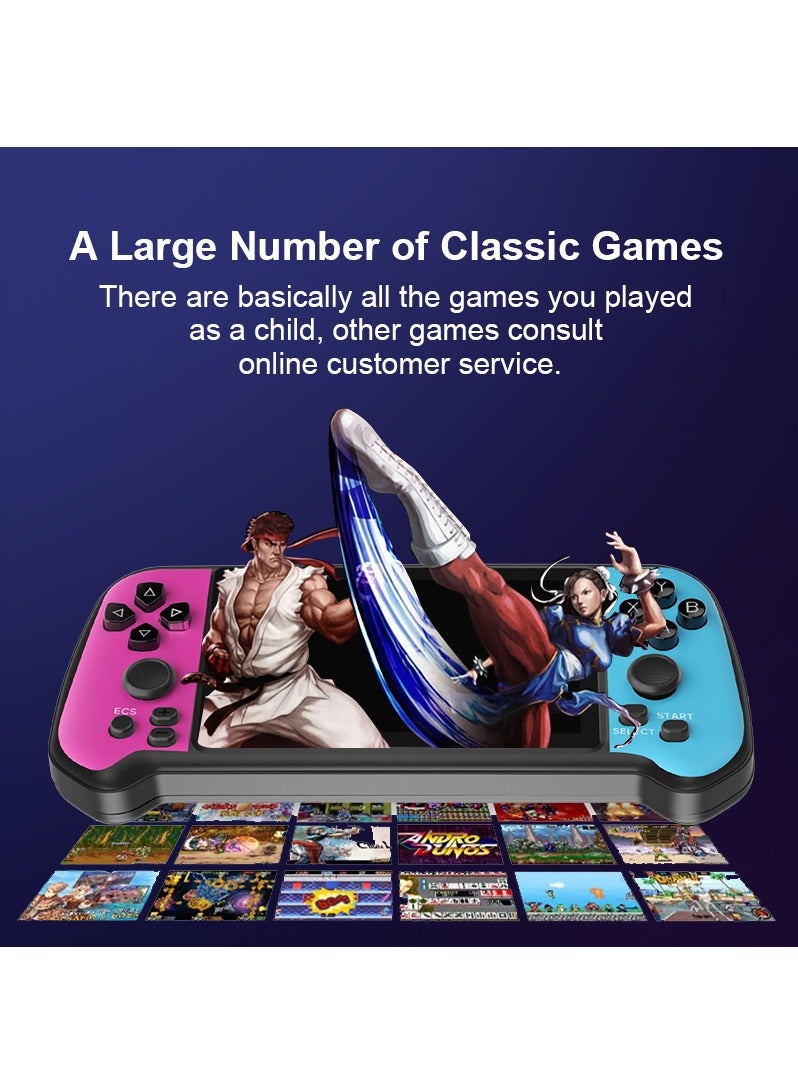 Handheld game console, double joystick for children, double game console, 4.5-inch high-definition large screen + 14,000 games (Red and blue) - Image 2