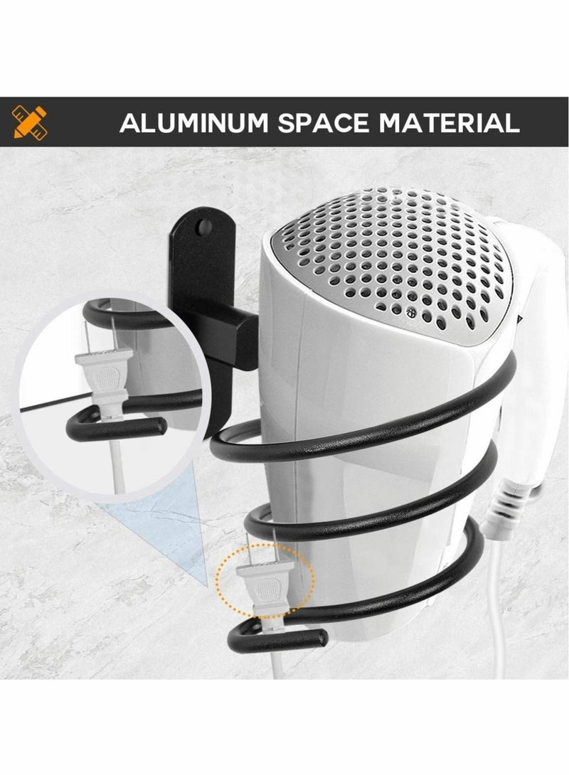 Excefore Hair Dryer Holder Bathroom Hair Care Stainless Tool Holder Wall Mount Hair Dryer and Straightener Holder Screws for Wall Mount Bathroom Wall Mount Hair Care Professional Styling Tool Black - Image 1