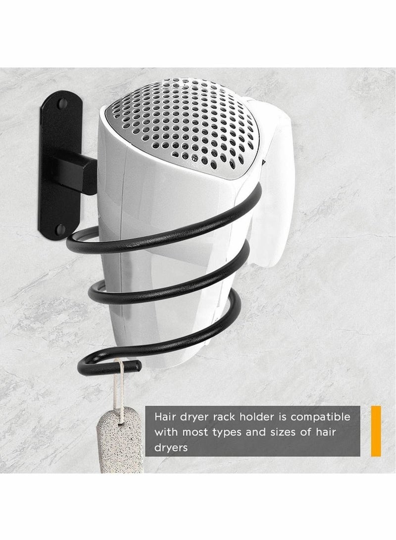 Excefore Hair Dryer Holder Bathroom Hair Care Stainless Tool Holder Wall Mount Hair Dryer and Straightener Holder Screws for Wall Mount Bathroom Wall Mount Hair Care Professional Styling Tool Black - Image 2