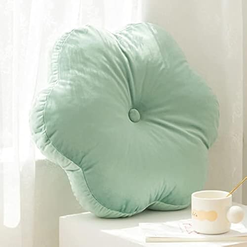 Peach Cuddle Cute Flower Shaped Floor Cushion for Kids Room (Pack of 1, 18x18, Tiffany Blue) Living Room, Bedroom, Patio, Luxury Furnishing for Kids Room, Velvet Cushion, Flower Cushion - Image 1