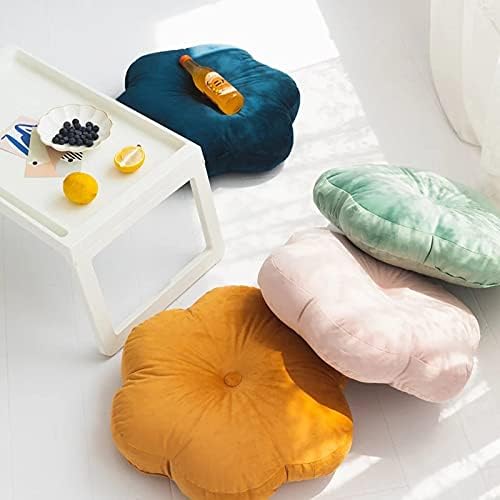 Peach Cuddle Cute Flower Shaped Floor Cushion for Kids Room (Pack of 1, 18x18, Tiffany Blue) Living Room, Bedroom, Patio, Luxury Furnishing for Kids Room, Velvet Cushion, Flower Cushion - Image 4