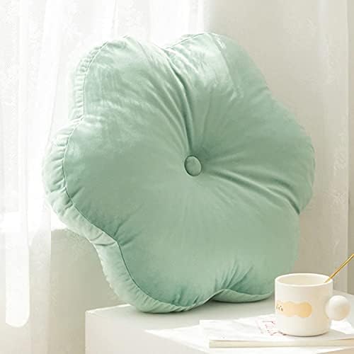 Peach Cuddle Cute Flower Shaped Floor Cushion for Kids Room (Pack of 1, 18x18, Tiffany Blue) Living Room, Bedroom, Patio, Luxury Furnishing for Kids Room, Velvet Cushion, Flower Cushion - Image 2