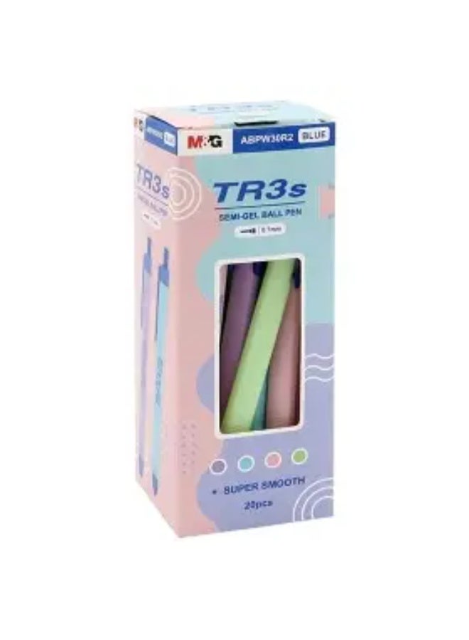 M&G Smooth Semi-Gel Ball Pen Blue 0.7mm Super Smooth Writing With Unique Ultra-low Viscosity Oil Based Ink Super Comfortable With Ergonomic Triangular Barrel And Textured Grip 4 Vivid Assorted Body Color - Image 1