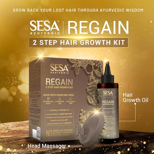 SESA Ayurvedic Rephase 2 Step Hair Oil Growth Kit With 26 Herbs And 6 Essential Oils Promotes Hair Growth Reduces Hair Fall With Massager Natural Hair Oil For Women And Men 100 Ml or 338 oz - Image 3