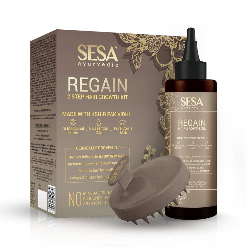 SESA Ayurvedic Rephase 2 Step Hair Oil Growth Kit With 26 Herbs And 6 Essential Oils Promotes Hair Growth Reduces Hair Fall With Massager Natural Hair Oil For Women And Men 100 Ml or 338 oz - Image 2