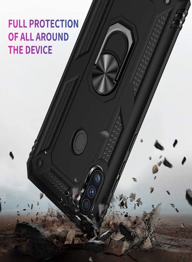 TJ's TJS Compatible with Samsung Galaxy A11 Case, with [Tempered Glass Screen Protector][Metal Ring][Magnetic Support] Defender Kickstand Heavy Duty Drop Protector Cover Phone Case (Black) - Image 4