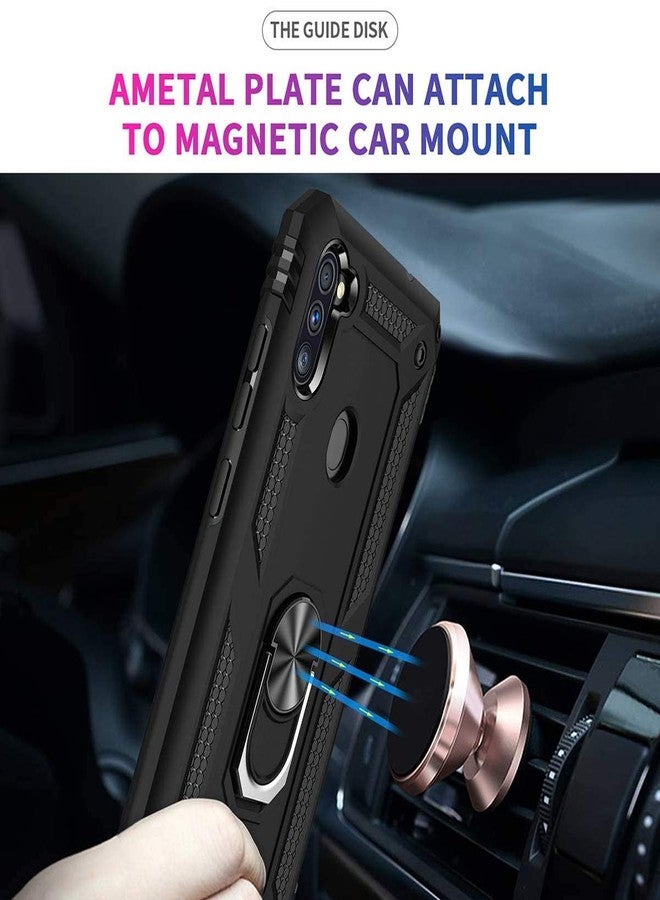TJ's TJS Compatible with Samsung Galaxy A11 Case, with [Tempered Glass Screen Protector][Metal Ring][Magnetic Support] Defender Kickstand Heavy Duty Drop Protector Cover Phone Case (Black) - Image 3