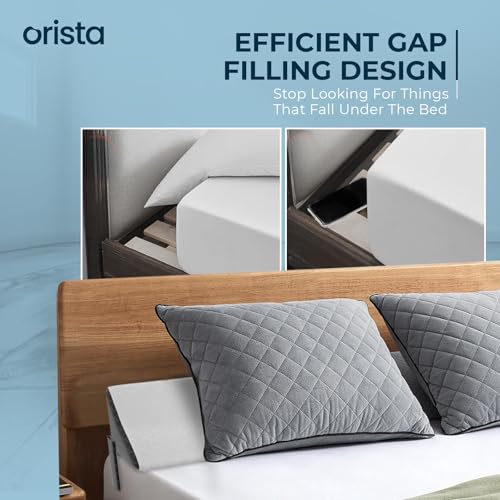 Orista™ Memory Foam Bed Wedge Headboard Mattress Gap Pillow | Gap Filler 0-8 Inch Between Headboard and Mattress with Side Pockets| Twin Size 39 x 10 x 6 Inch | Skin Friendly Cover - Image 3