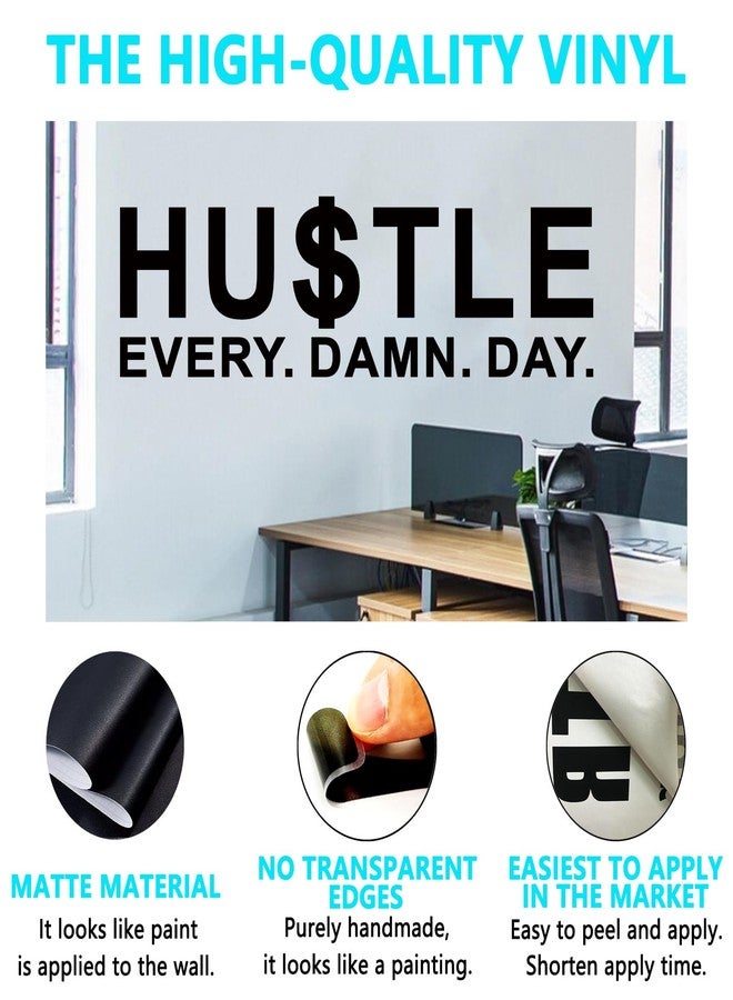 AnFigure Inspirational Quotes Wall Stickers for Office: Motivational Gym School Classroom Garage Bedroom Living Room Vinyl Art Wall Decals - Hustle Every Damn Day 25" X 7" - Image 2