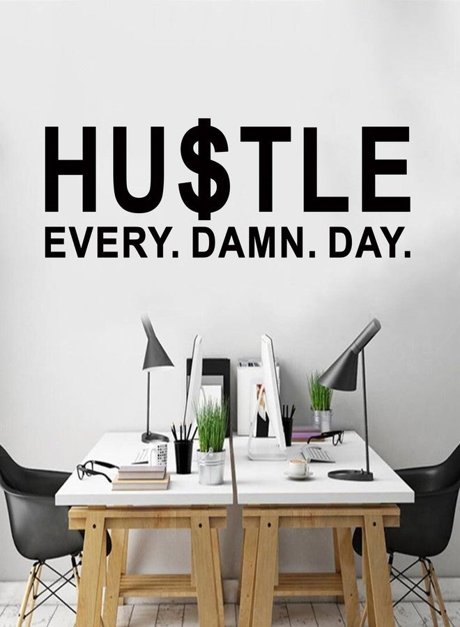 AnFigure Inspirational Quotes Wall Stickers for Office: Motivational Gym School Classroom Garage Bedroom Living Room Vinyl Art Wall Decals - Hustle Every Damn Day 25" X 7" - Image 5