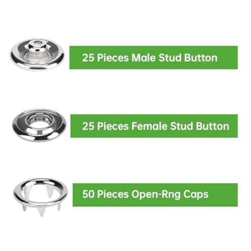 10L0L Metal Stainless Steel Snaps Buttons Kit, No-Sew Button Fasteners Studs with Fabric, 3/8 Inch Fastener Pliers (Snaps Pliers and 100 Pieces of Buttons) - Image 3
