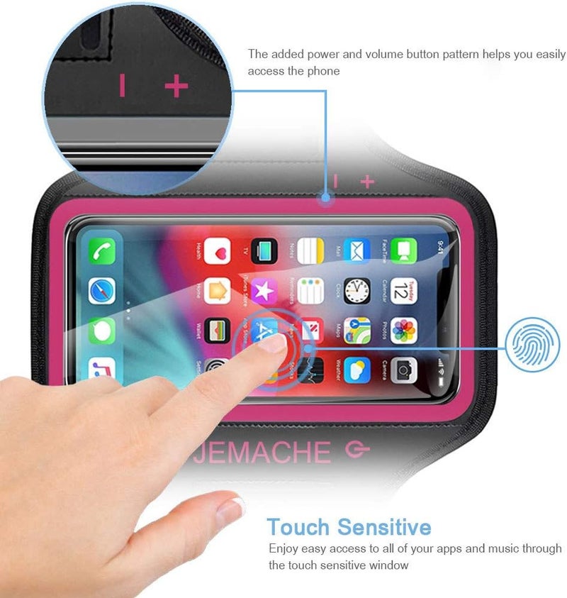 JEMACHE iPhone 17 16 15 Pro Max Armband, Gym Running Workouts Arm Band for iPhone iPhone Air, 17 16 15 14 13 12 Pro Max/Plus (Rose) - Image 2