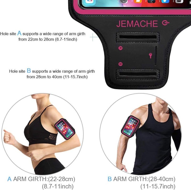 JEMACHE iPhone 17 16 15 Pro Max Armband, Gym Running Workouts Arm Band for iPhone iPhone Air, 17 16 15 14 13 12 Pro Max/Plus (Rose) - Image 5