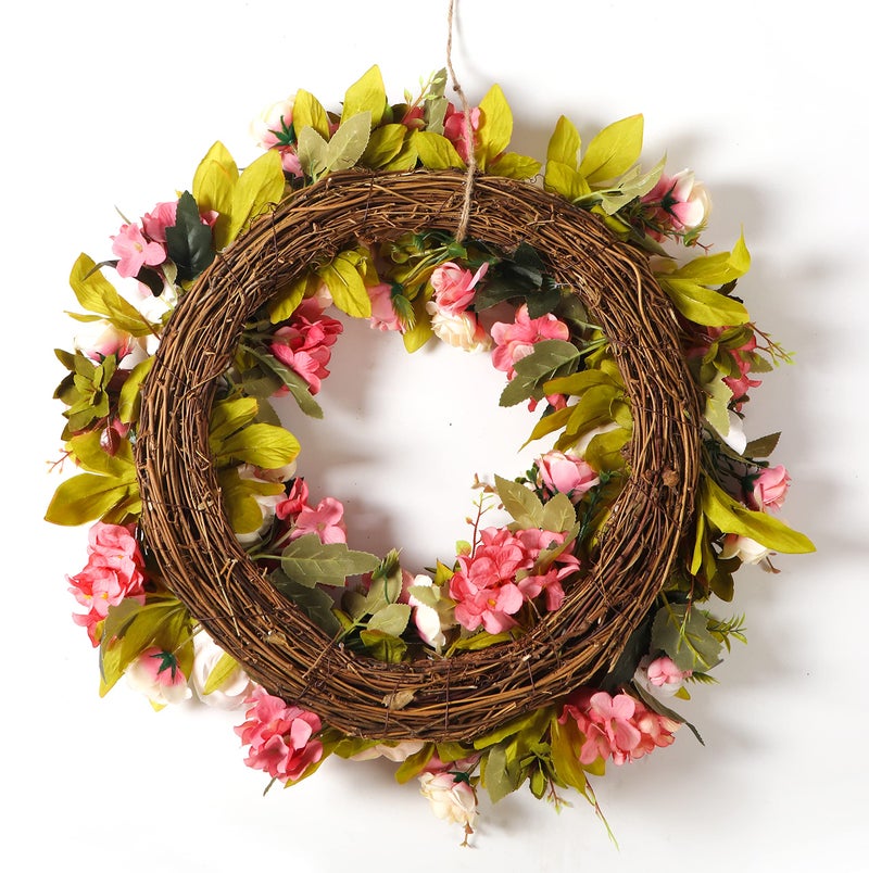 DOTKV Peony Spring Wreaths for Front Door Outside 22 inch Handmade Summer Wreaths for Front Door Wall Window Decor in All Season(Large) - Image 3