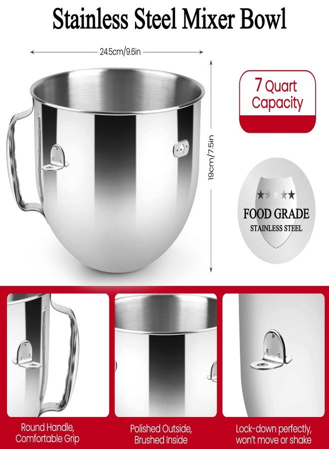 وعاء خلاط من الفولاذ المقاوم للصدأ سعة 7 كوارت من Kltchonald لخلاطات KitchenAid القائمة، وعاء سعة 7 كوارت - خلاط قائم قابل للرفع، مع غطاء - Image 2