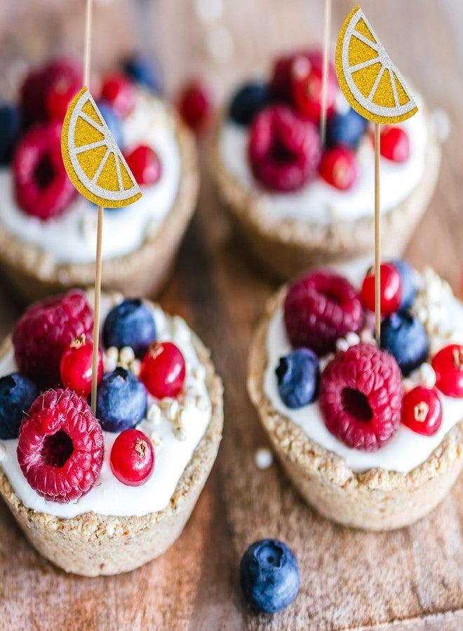 جارنيك مجموعة جارنيك من 36 قطعة لتزيين كب كيك الليمون، تتضمن زينة لامعة على شكل فواكه، مثالية لتزيين الكب كيك، وحفلات استقبال المولود، وحفلات الزفاف، والخطوبة، وحفلات توديع العزوبية، وأعياد الميلاد. - Image 3