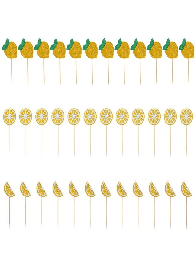 جارنيك مجموعة جارنيك من 36 قطعة لتزيين كب كيك الليمون، تتضمن زينة لامعة على شكل فواكه، مثالية لتزيين الكب كيك، وحفلات استقبال المولود، وحفلات الزفاف، والخطوبة، وحفلات توديع العزوبية، وأعياد الميلاد. - Image 1