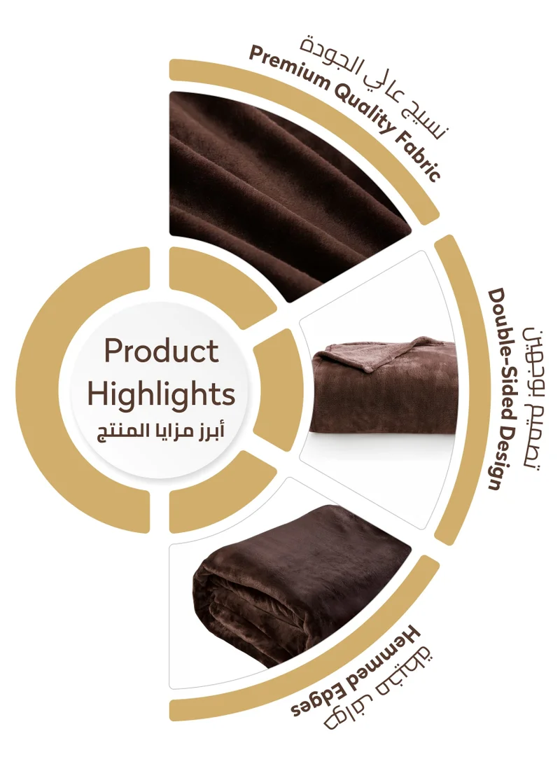 Donetella Fleece Blanket Single Size(170 X 200 CM) Super Soft Throw Blanket With 300 GSM Best Lightweight Warm Plush Throws For Bed, Sofa,Couch And Camping,Congo Brown