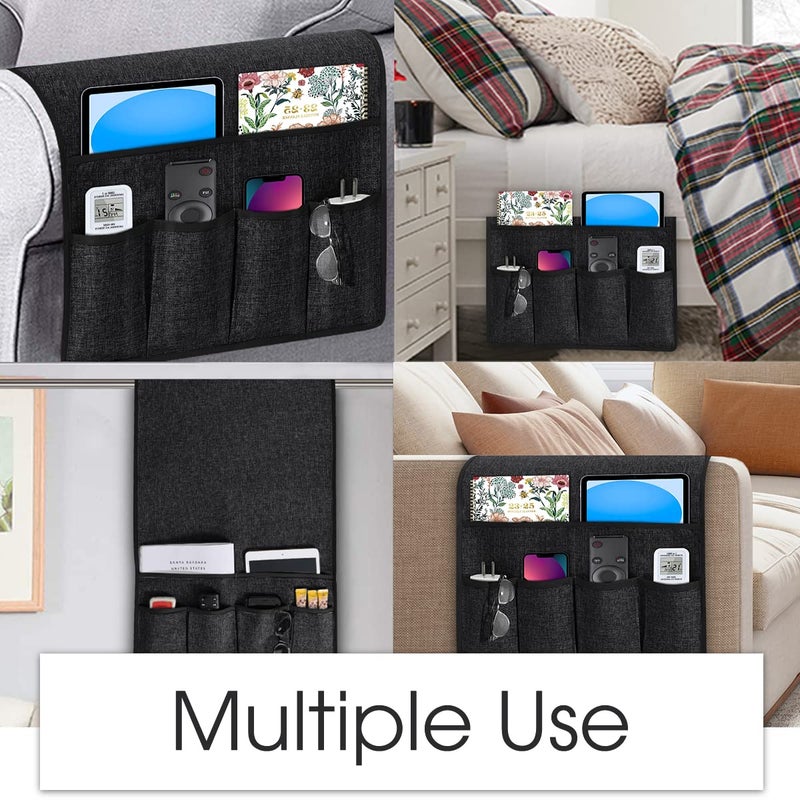 Joywell Remote Caddy Couch Remote Control Holder for Recliner Sofa Armrest Organizer Non Slip Arm Chair Caddie with 6 Pocket Storage for Magazine, Tablet, Phone, iPad, Black - Image 5