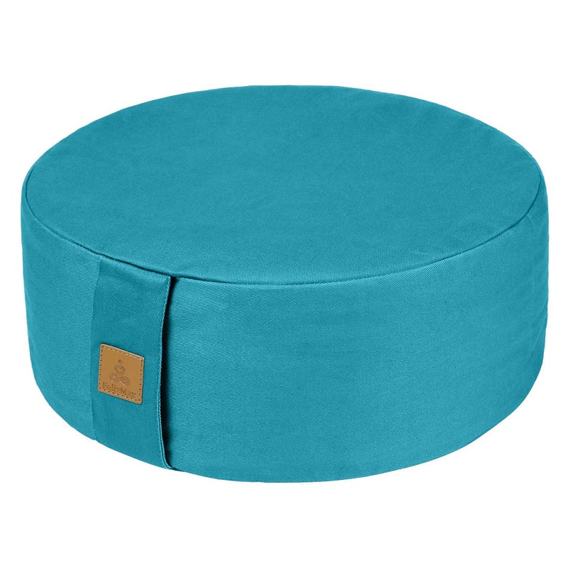 FelizMax Zafu Buckwheat Meditation Cushion D1316 H55 Round Zabuton Meditation Pillow Yoga Bolster Kneeling Pillow Premium Yoga Pillow for Sitting on Floor Zippered Cotton CoverCyan Blue 13