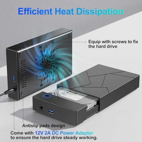 FEMORO Hard Drive Enclosure 3.5, FEMORO USB 3.0 Internal SATA HDD Case with 12V 2A DC Power Adapter for Internal 3.5 inch HDD Reader, up to 20TB, Support UASP - Image 5