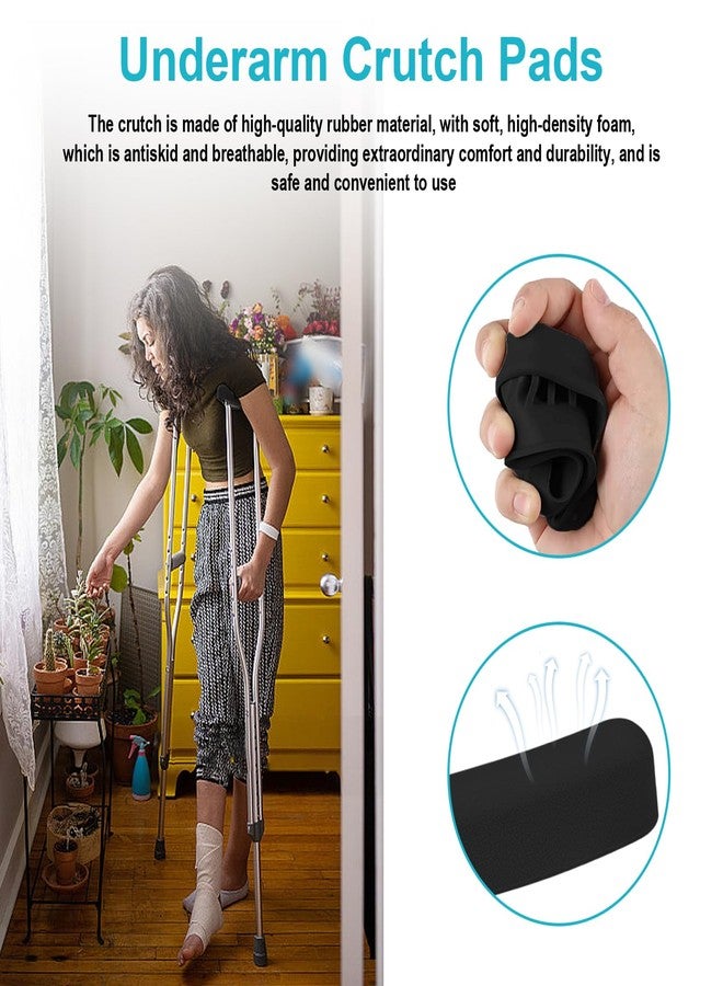 Bcautay 2 Pcs Underarm Crutch Pad Replacement Padding for Walking Arm Crutches Universal Crutch Armpit Pad Cover for Standard Aluminum Crutches (Black) - Image 3