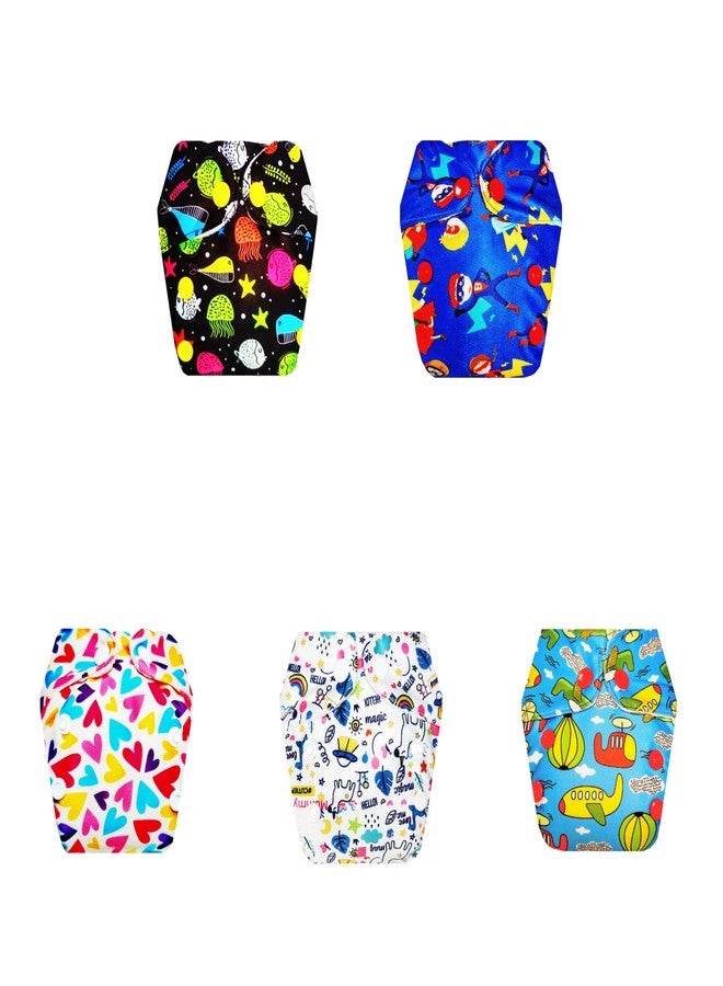 Dumbledo Premium Newborn Cloth Diaper with Integrated Insert (Pack of 5) | Snug Fit | Breathable | Adjustable Snaps | Designed by Moms | 0 - 4 Months | Unisex Baby - Image 1