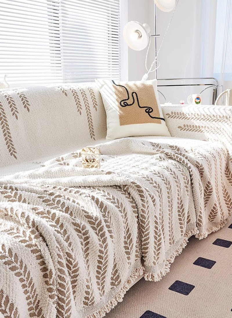 جو توي غطاء الأريكة مزدوج الجانب غطاء الراحة أثاث شينيل الغطاء المنزلق براون - Image 3