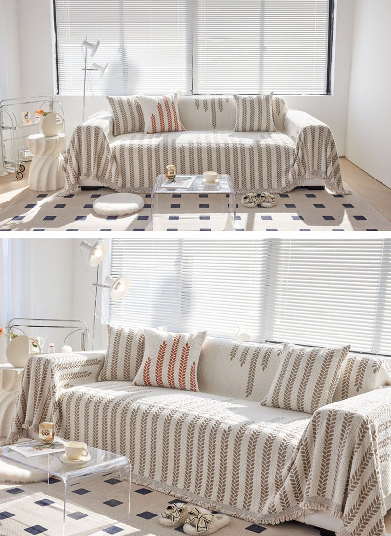 جو توي غطاء الأريكة مزدوج الجانب غطاء الراحة أثاث شينيل الغطاء المنزلق براون - Image 4