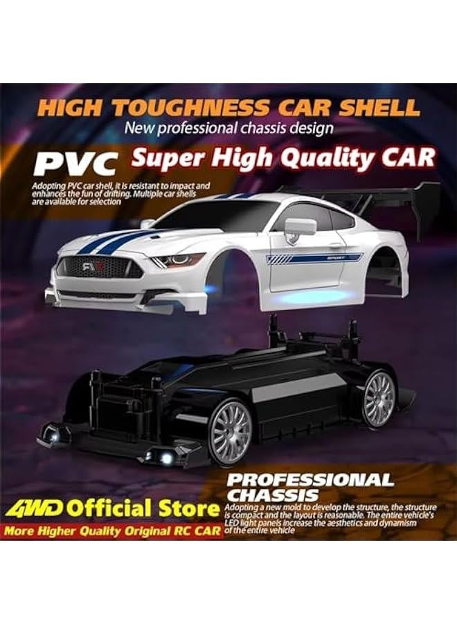 1:24 Scale RC Drift Car 4WD 2.4GHz 30KM/H High Speed Racing Sport Toy Car with LED Lights, Racing and Drift Wheels (8602-White)  - Image 5