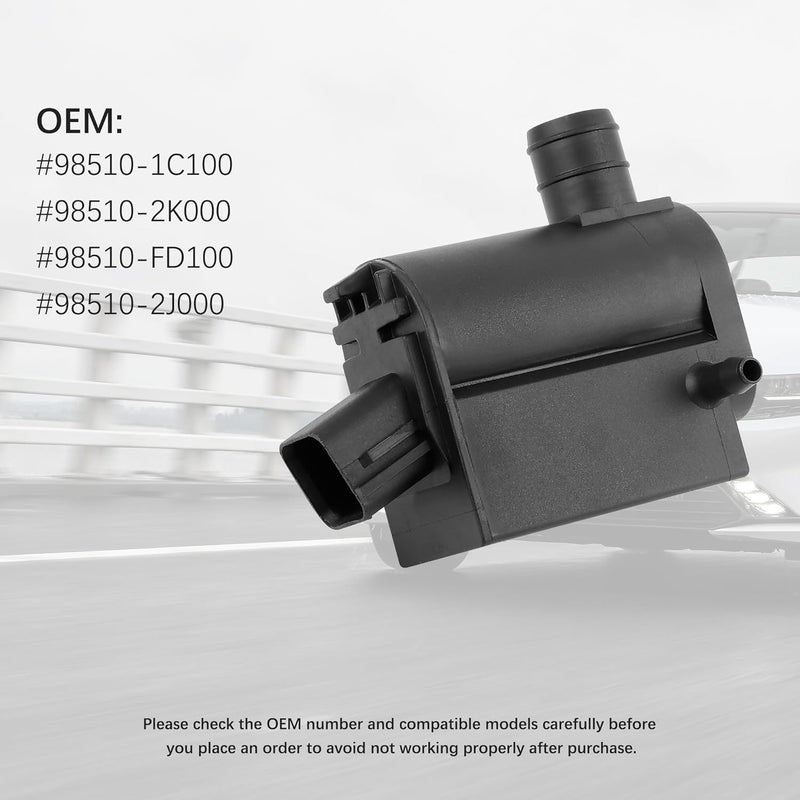 Windshield Washer Pump Replacement OEM#98510-1C100,98510-2K000 with Grommet,Windshield Wiper Pump Compatible with Kia Hyundai,Standard Windshield Washer Fl(for Kia) - Image 4