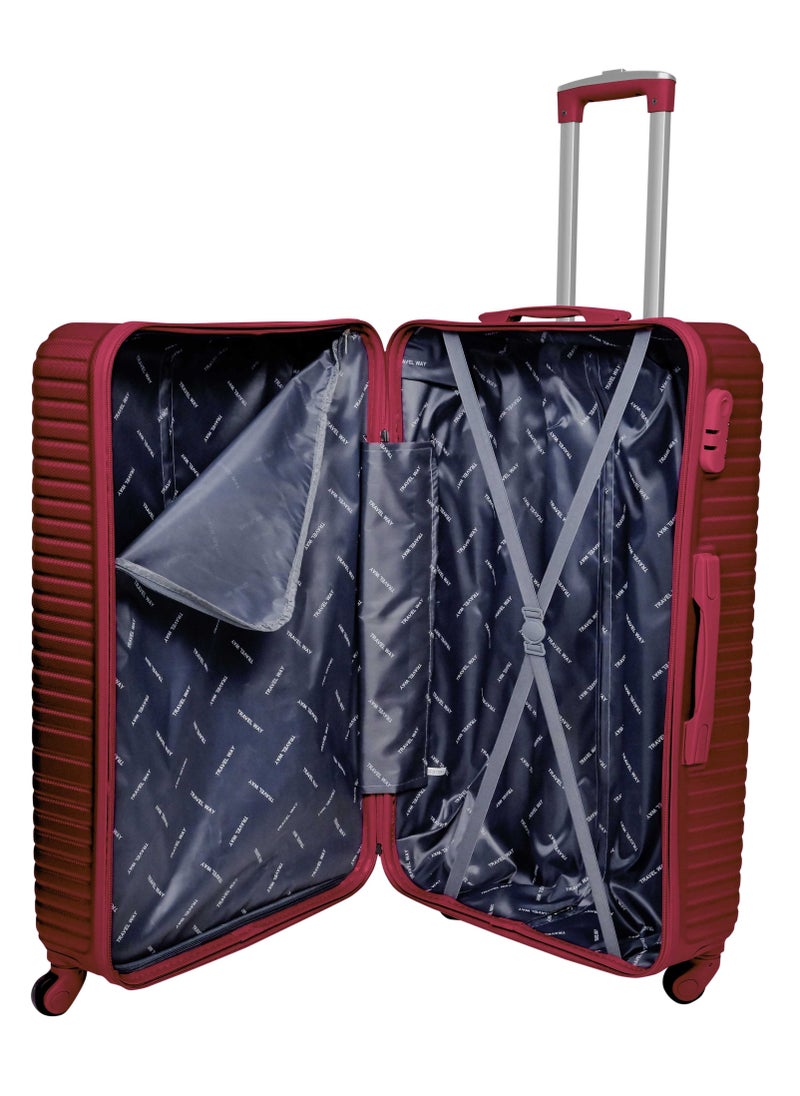 TRAVEL WAY - TravelWay Lightweight Checked Suitcase Luggage Trolley - Hardshell Suitcase for 40kg Spinner Luggage for Travel | ABS Material with 4 Spinner Wheels (Burgundy Red, 32 Inches (81 cm)) - Image 1