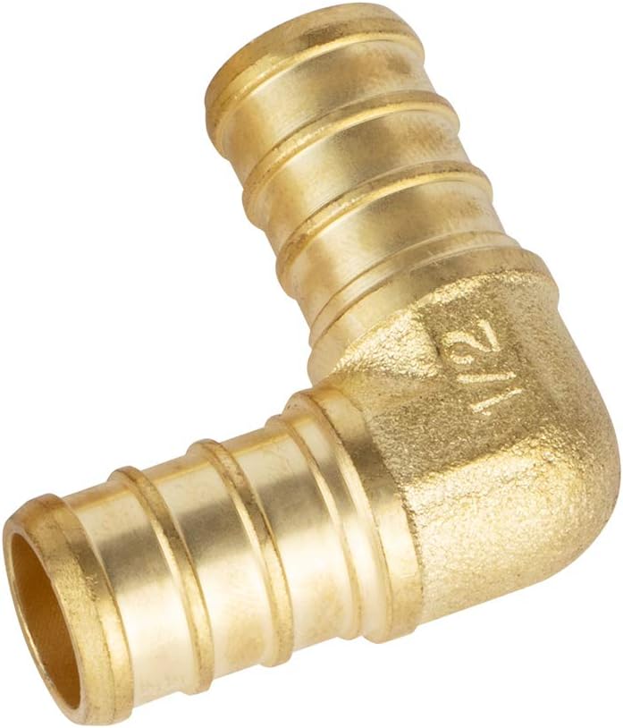 ISPINNER 16pcs 1/2 inch PEX Straight (6pcs) Elbow (6pcs) Tee (4pcs), Lead Free Brass Barb Crimp Pipe Fittings (Pack of 16) - Image 5