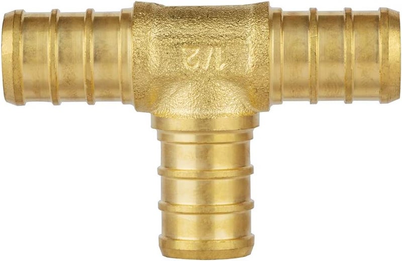ISPINNER 16pcs 1/2 inch PEX Straight (6pcs) Elbow (6pcs) Tee (4pcs), Lead Free Brass Barb Crimp Pipe Fittings (Pack of 16) - Image 4