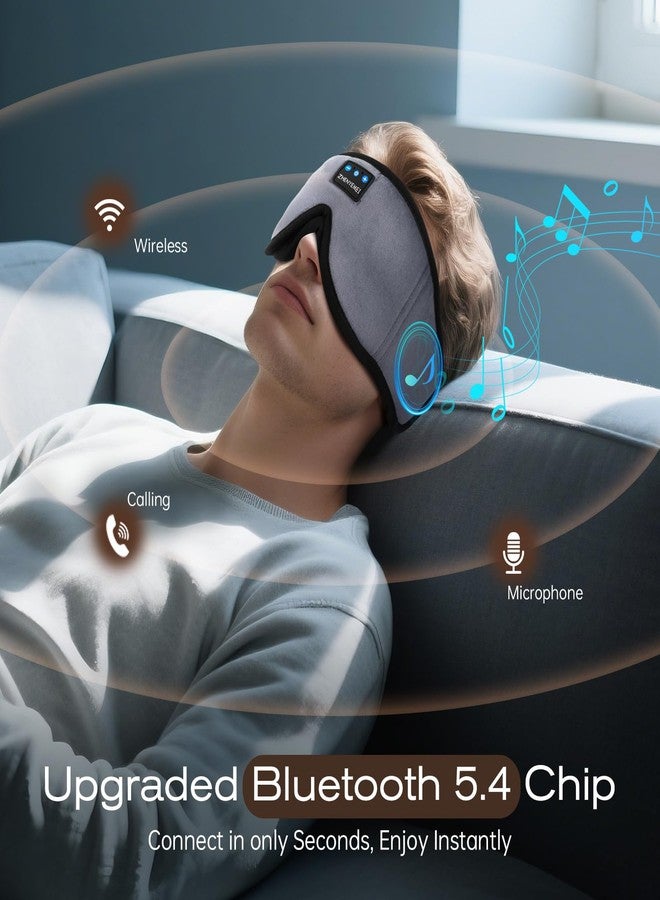ZHENYEMEI 3D Sleep Mask with Bluetooth Headphones, Sleeping Headphones for Side Sleepers, Wireless Music Eye Mask with Ultra-Thin Stereo Speakers for Men, Women, Tech Gifts, Grey - Image 4