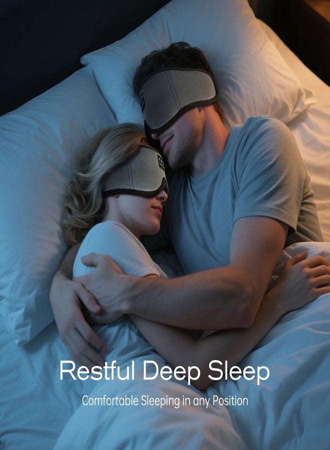 ZHENYEMEI 3D Sleep Mask with Bluetooth Headphones, Sleeping Headphones for Side Sleepers, Wireless Music Eye Mask with Ultra-Thin Stereo Speakers for Men, Women, Tech Gifts, Grey - Image 2