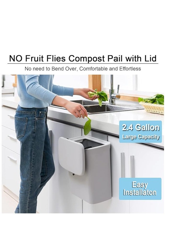 O9 O-Nine 1 Gallon Kitchen Compost Bin with Lid – Hanging & Mountable Countertop Trash Can for Indoor Use | Small Compost Bucket for Cupboard, Under Sink, Bathroom, Office, or Camping  - Image 2