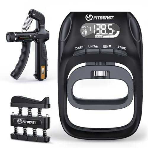 FitBeast Grip Strength Trainer Kit, Digital Grip Strength Tester with Adjustable Hand Gripper Strengthener & Finger Exerciser, Track Progress for Fitness, Rehab & Strength Building (Advanced 3-in-1 Kit) - Image 1