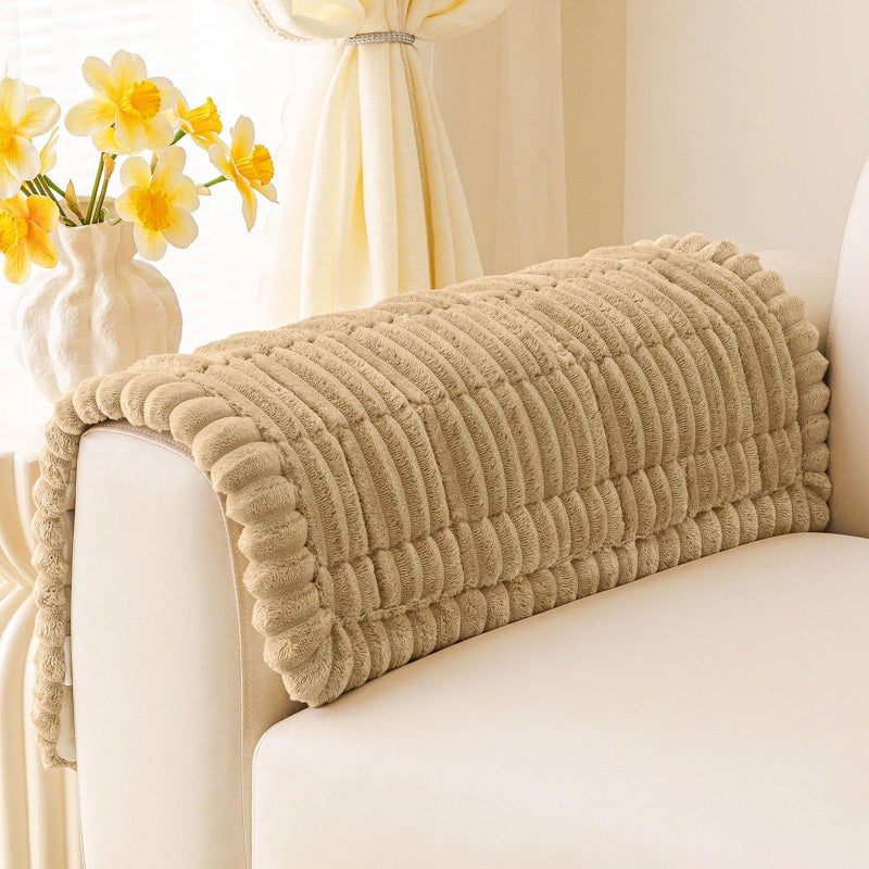 hyha Couch Covers for Dogs Washable, Non Slip Plush Dog Sofa Protectors, Fuzzy Pet Couch Covers for 3 Cushion Sofa Pet Friendly (Camel, 27.6" x 27.6") - Image 1