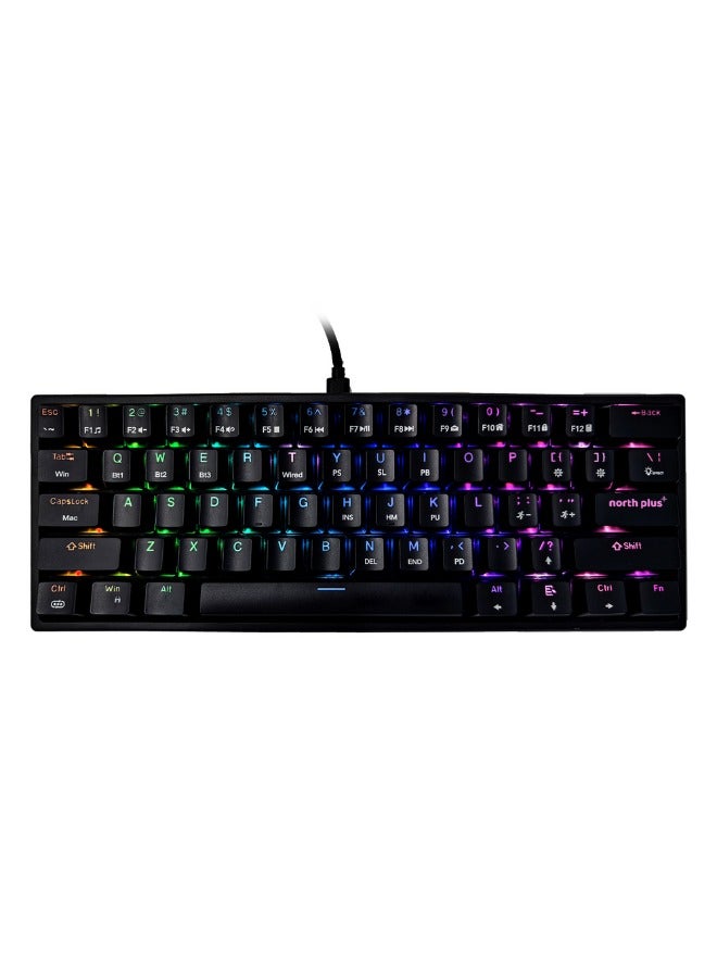 North Plus PHANTOMK301 Mechanical Gaming Keyboard – 61 Keys, Blue Switches, Dual Connectivity (Bluetooth & Type-C), RGB Backlit, Compact & Portable, Portuguese-Designed - Image 2