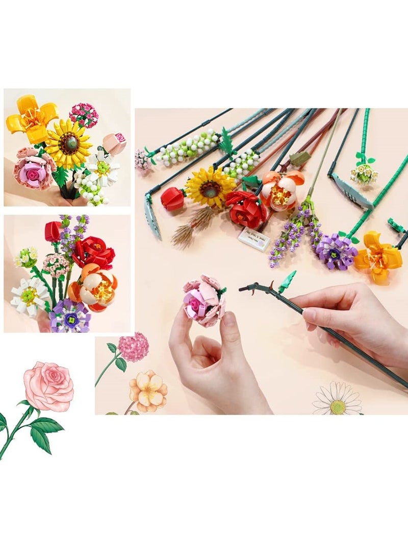 Unique Flower Bouquet Building Blocks Toy Set for Kids Age 6 and Up Perfect Gift for Birthdays and Special Occasions  - Image 5