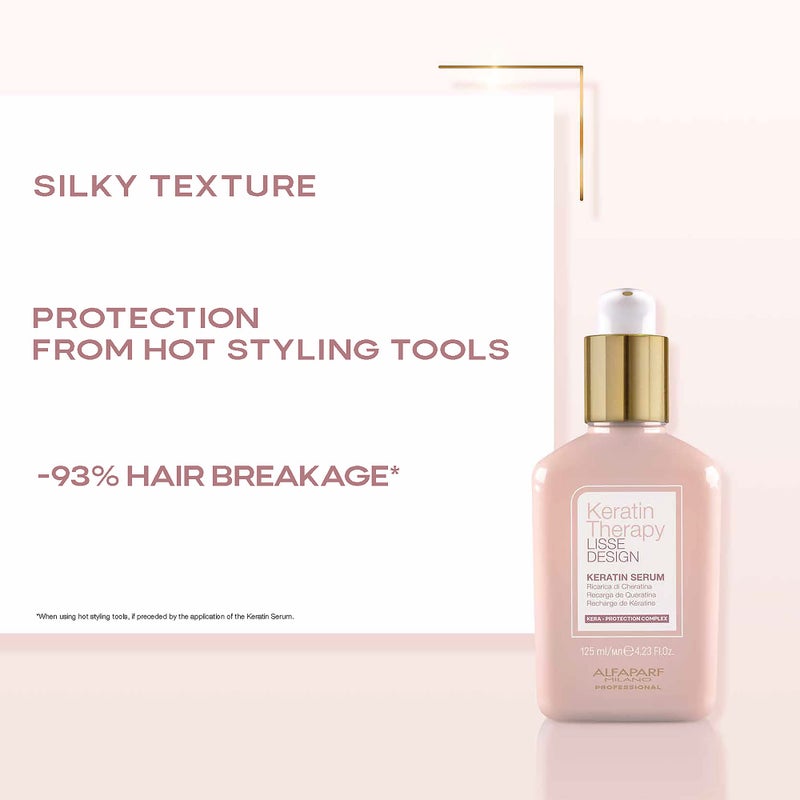 ALFAPARF MILANO Lisse Design Keratin Therapy Hair Serum - Anti-Frizz Control - Smoothing - Heat Protection and Damaged Hair Treatment - Leave-In Collagen and Keratin Protein Serum (4.23 fl oz) - Image 2