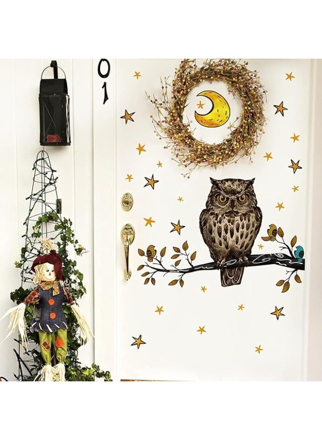 Decorative wall stickers, wall art stickers, decorative owl, bat, stars window stickers, and crescent patterns, suitable for home living room and bedroom decorative wallpaper (B) - Image 1
