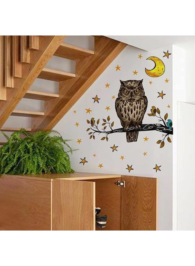 Decorative wall stickers, wall art stickers, decorative owl, bat, stars window stickers, and crescent patterns, suitable for home living room and bedroom decorative wallpaper (B) - Image 4