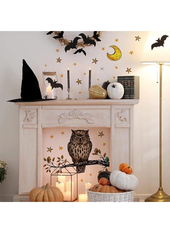 Decorative wall stickers, wall art stickers, decorative owl, bat, stars window stickers, and crescent patterns, suitable for home living room and bedroom decorative wallpaper (B) - Image 5