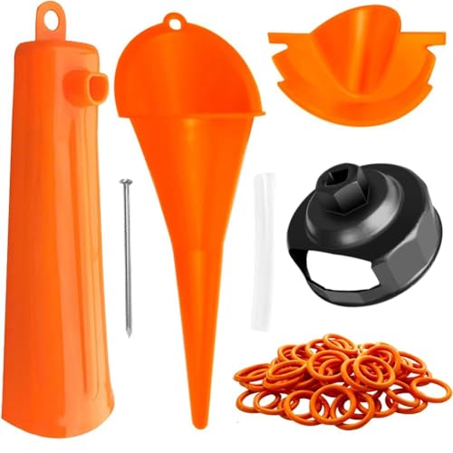 Ibetter Oil Change Kit for Harley, Oil Filter Wrench,Crankcase Fill Tool,Primary Case Oil Funnel,Drip-Free Oil Filter Funnel Set, 30 O-Rings, for Harley Davidson Accessories - Image 1